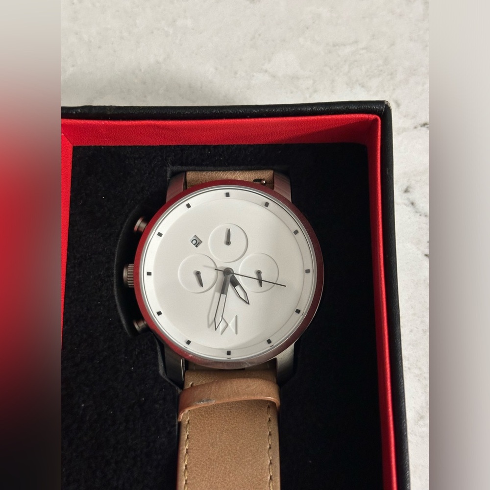 MVMT Timepiece with Tan Leather Band - Picture 2 of 4